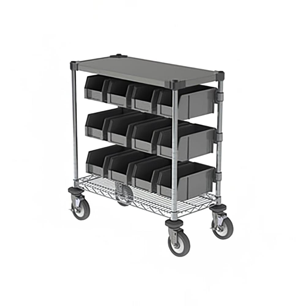 Metro CR1430CC 2 tier Condiment Cart w/ (12) Bins - 32"W x 16 1/2"D x 33 3/4"H, Steel