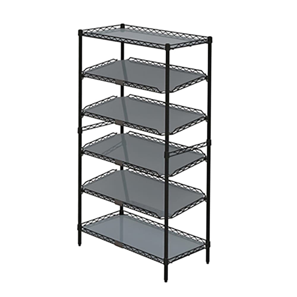 Metro CR1836TGPU 6 Tier To Go Order Pickup Station - 35 3/4"W x 18"D x 62 1/4"H, Black Steel