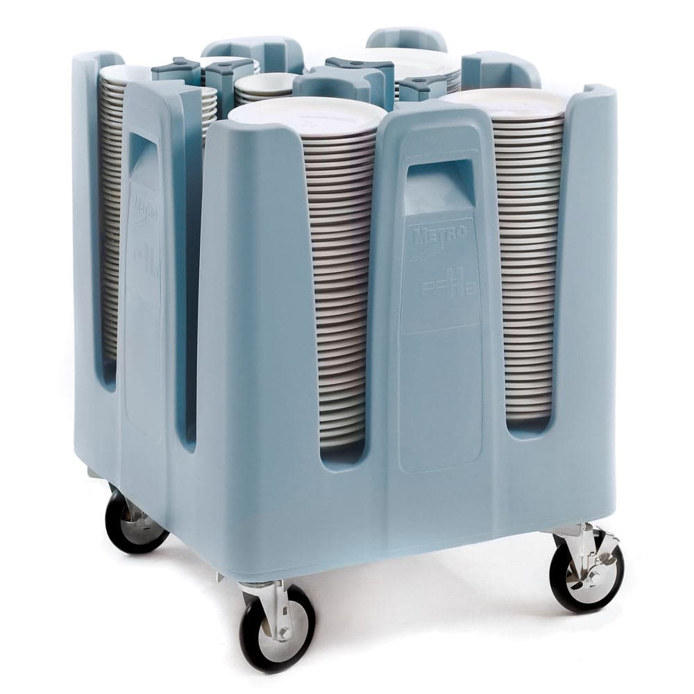 Metro PCD11A 26 5/8" Mobile Dish Caddy w/ (4) Columns - Polymer, Aesthetic Blue