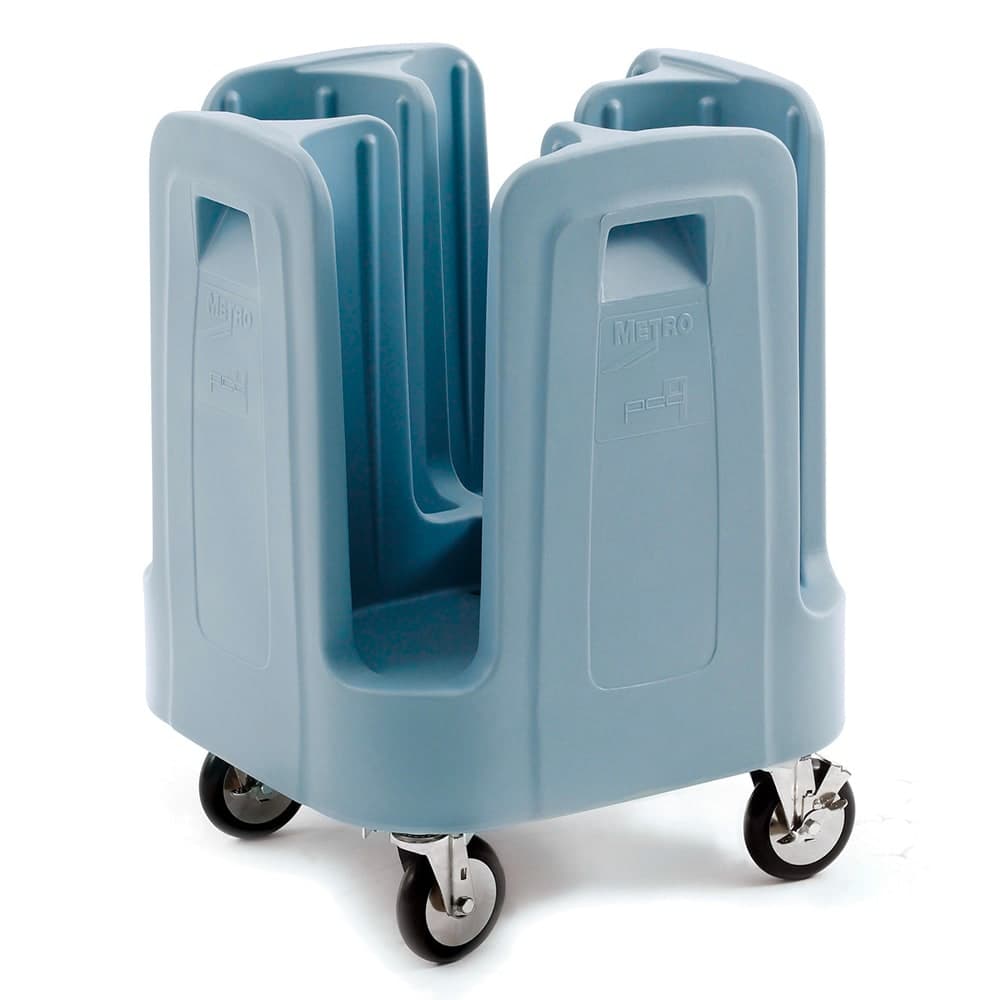 Metro PCD12 30 1/8" Mobile Dish Caddy w/ (4) Columns - Polymer, Aesthetic Blue