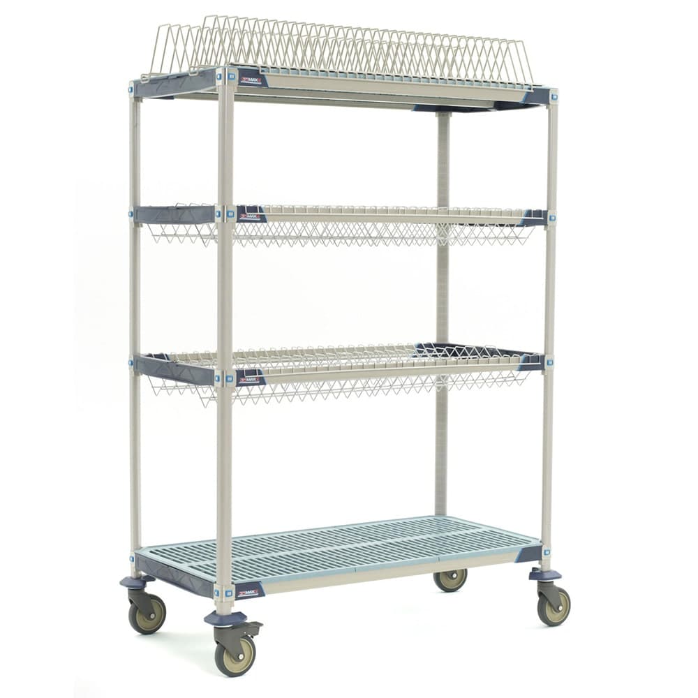 Metro PR48VX3 4 Tier Mobile Drying Rack w/ 2 Drop-Ins, 26" x 50" x 68"