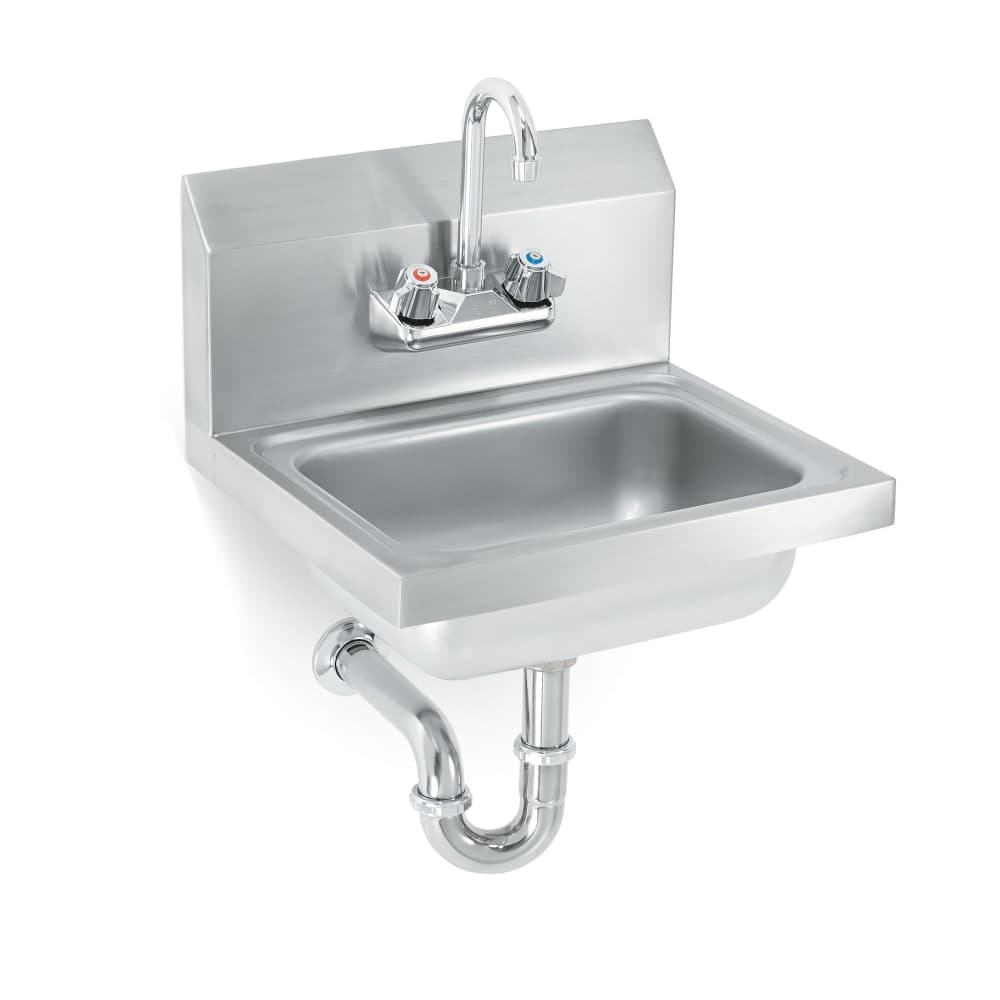 Vollrath K1410-CP Wall Mount Commercial Hand Sink w/ 17"L x 15"W x 5 1/2"D Bowl, Gooseneck Faucet