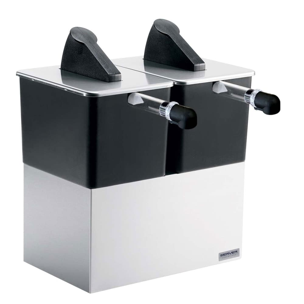 Server Twin Countertop Dispenser w/ (2) Pumps,1-1/2 Gallon Pouches, 1 oz. Maximum Yield, Stainless Base (07300)