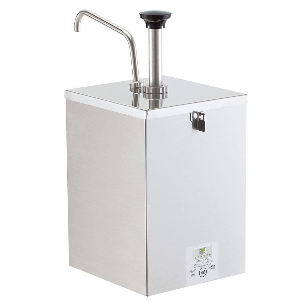Server Lockable Pump Style Condiment Dispenser w/ (1) oz Stroke, Use #10 Cans or Jars, Stainless (67590)
