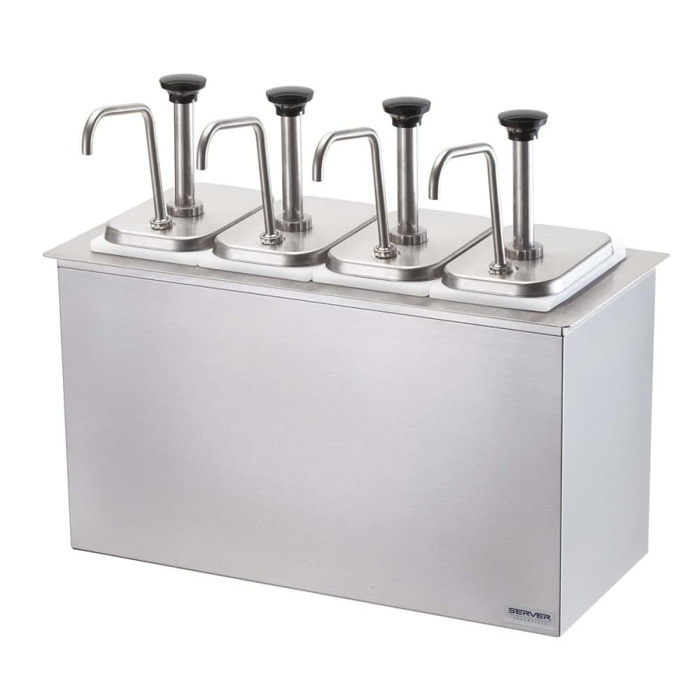 Server Drop-In Condiment Dispenser w/ (4) Jars & Pumps, (1 1/4) oz Stroke, Stainless (83720)