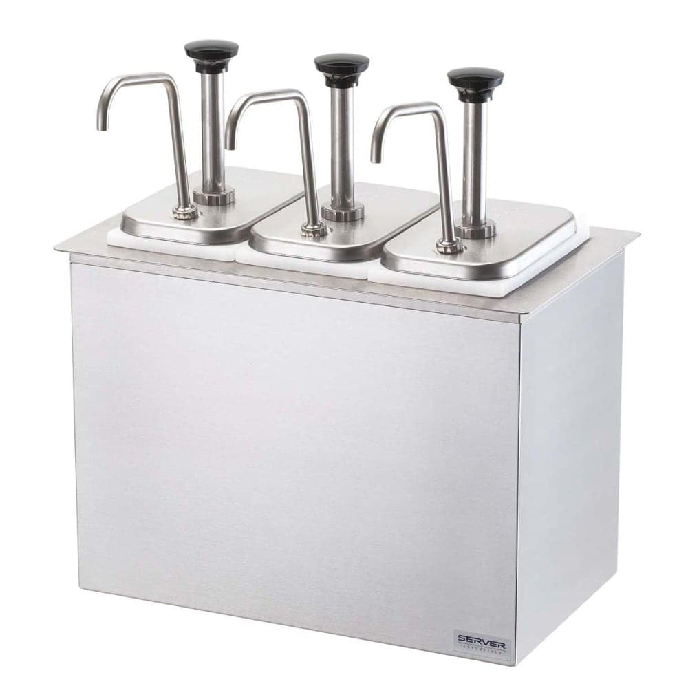 Server Drop-In Condiment Dispenser w/ (3) Jars & Pumps, (1) oz Stroke, Stainless (83860)