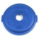 Rubbermaid 1788376 Round Recycling Trash Can Lid - Plastic, Blue thumbnail 2