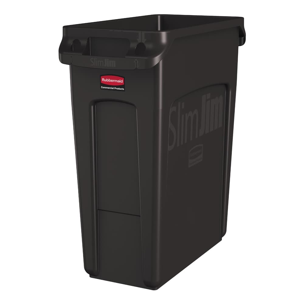 Rubbermaid 1956181 16 gal Rectangle Slim Trash Can, 22"L x 11"W x 25"H, Brown