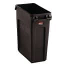 Rubbermaid 1956181 16 gal Rectangle Slim Trash Can, 22"L x 11"W x 25"H, Brown thumbnail 3