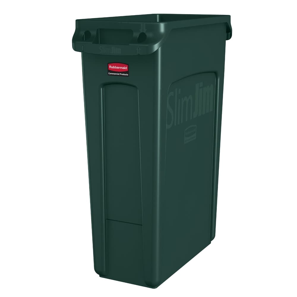 Rubbermaid 1956186 23 gal Rectangle Slim Trash Can, 22"L x 11"W x 30"H, Green