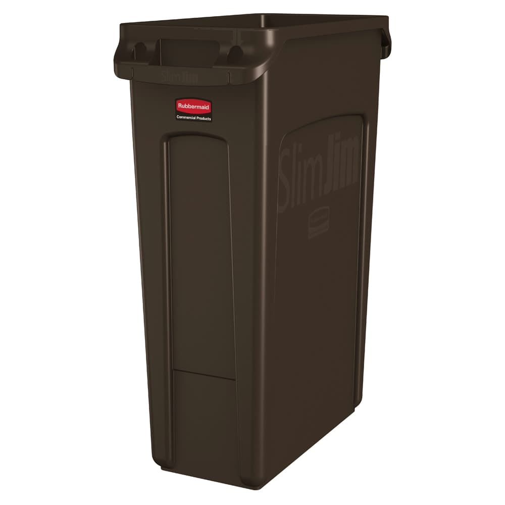 Rubbermaid 1956187 23 gal Rectangle Slim Trash Can, 22"L x 11"W x 30"H, Brown