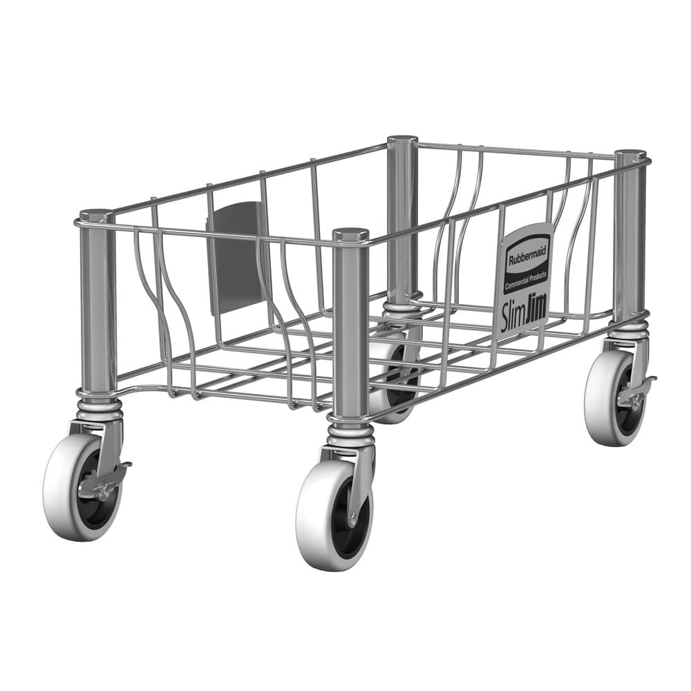 Rubbermaid 1968468 Rectangular Metal Trash Can Dolly w/ Flat Center & 100 lb Capacity
