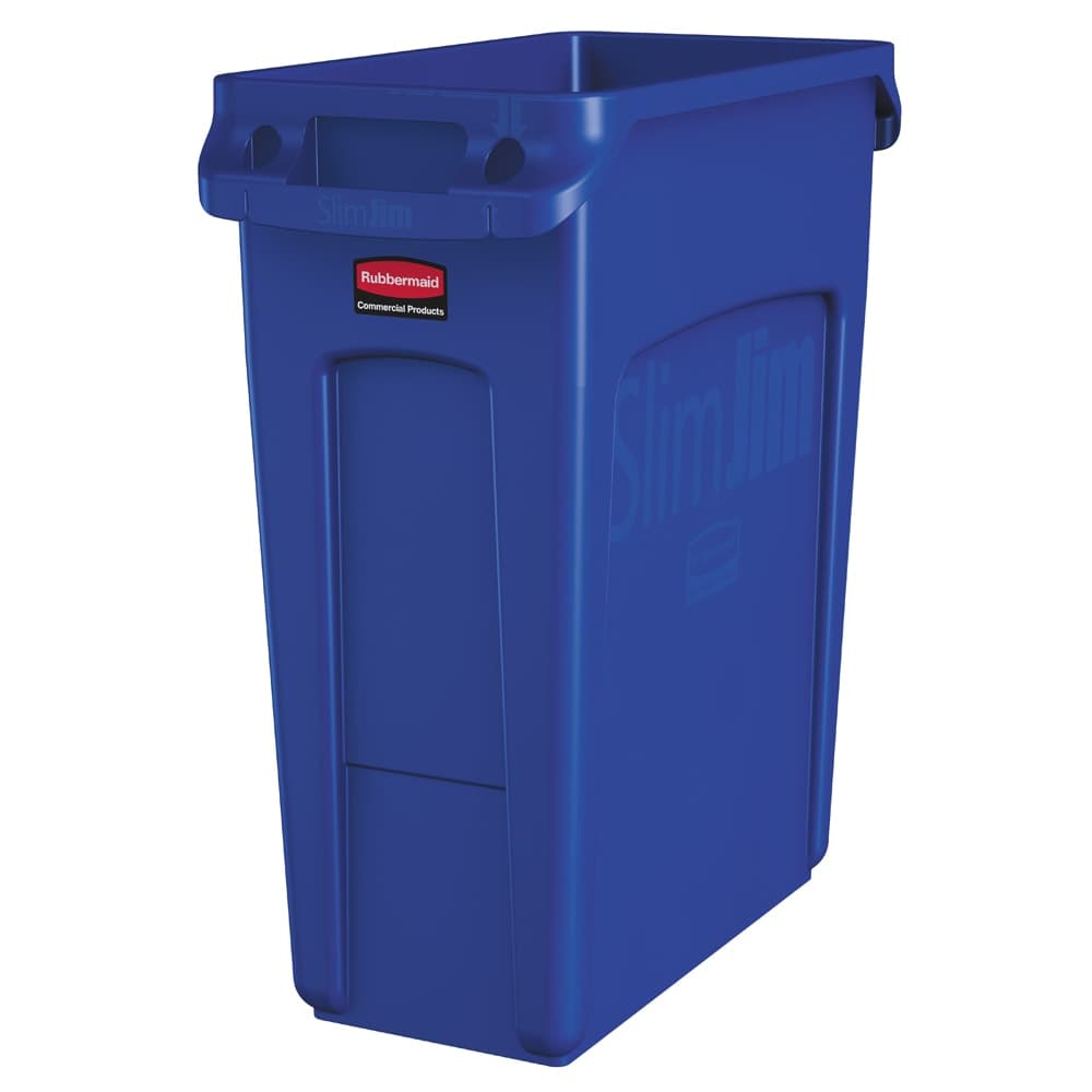 Rubbermaid 1971257 16 gal Rectangle Slim Trash Can, 22"L x 11"W x 25"H, Blue