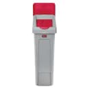 Rubbermaid 2007192 Hinged Lid Insert for 23 gal Slim Jim® Recycling Containers - 16 1/2" x 8", Red thumbnail 4