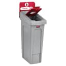 Rubbermaid 2007193 Hinged Lid Insert for 23 gal Slim Jim® Recycling Containers - Bottles/Cans, 16 1/2" x 8", Red thumbnail 3