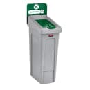 Rubbermaid 2007884 Hinged Lid Insert for 23 gal Slim Jim® Recycling Containers - 16 1/2" x 8", Green thumbnail 2