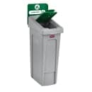 Rubbermaid 2007884 Hinged Lid Insert for 23 gal Slim Jim® Recycling Containers - 16 1/2" x 8", Green thumbnail 3