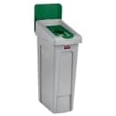 Rubbermaid 2007885 Hinged Lid Insert for 23 gal Slim Jim® Recycling Containers - Bottles/Cans, 16 1/2" x 8", Green thumbnail 2
