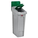 Rubbermaid 2007885 Hinged Lid Insert for 23 gal Slim Jim® Recycling Containers - Bottles/Cans, 16 1/2" x 8", Green thumbnail 3
