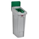 Rubbermaid 2007887 Hinged Lid Insert for 23 gal Slim Jim® Recycling Containers - Mixed Materials, 16 1/2" x 8", Green thumbnail 2