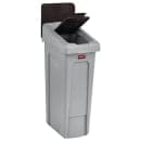 Rubbermaid 2007900 Hinged Lid Insert for 23 gal Slim Jim® Recycling Containers - 16 1/2" x 8", Brown thumbnail 3