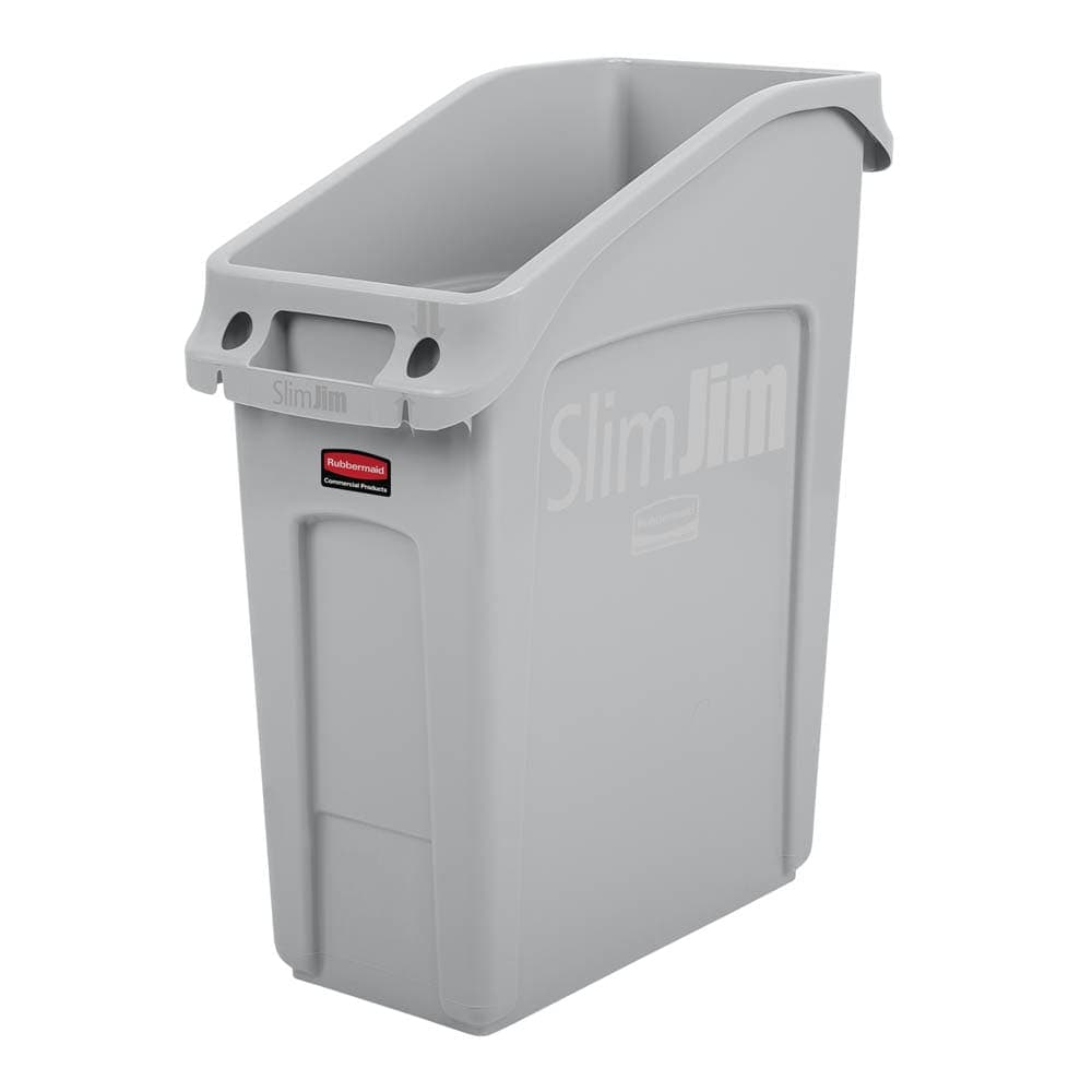 Rubbermaid 2026695 13 gal Rectangular Slim Jim® Trash Can - 22 1/4"L x 11 9/50"W x 26"H, Gray