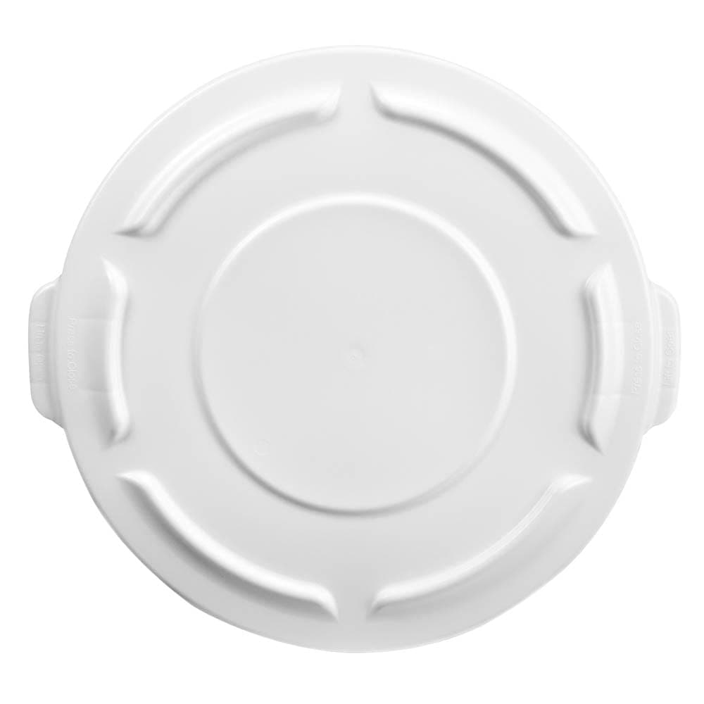 Rubbermaid FG260900WHT Round Flat Top Trash Can Lid - Plastic, White