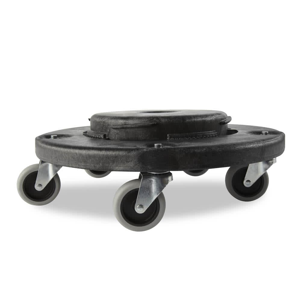Rubbermaid FG264000BLA Round Plastic Trash Can Dolly w/ Raised Center & 250 lb Capacity