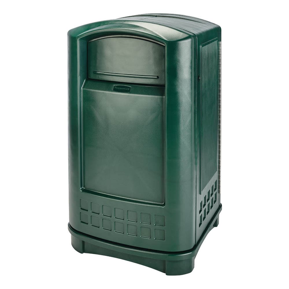 Rubbermaid FG396400DGRN 50 gal Outdoor Decorative Trash Can - Plastic, Dark Green