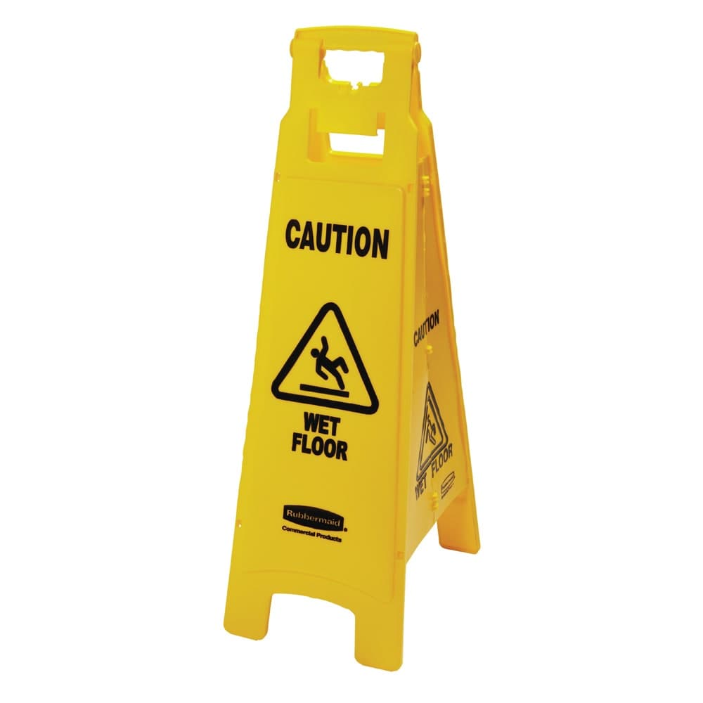 Rubbermaid FG611477YEL 4 Sided Floor Sign - "Caution Wet Floor", Yellow