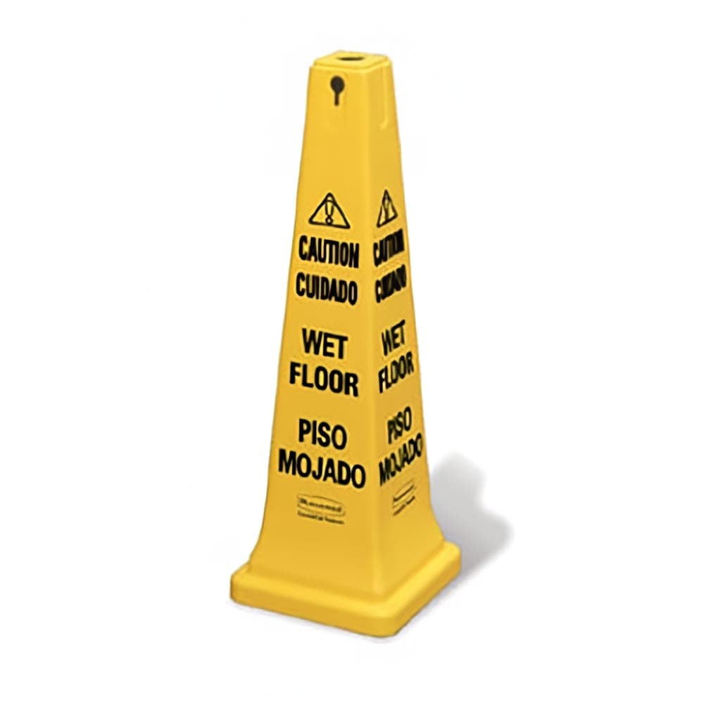 Rubbermaid FG627677YEL Safety Cone - "Caution Wet Floor" Multi-Lingual, Yellow