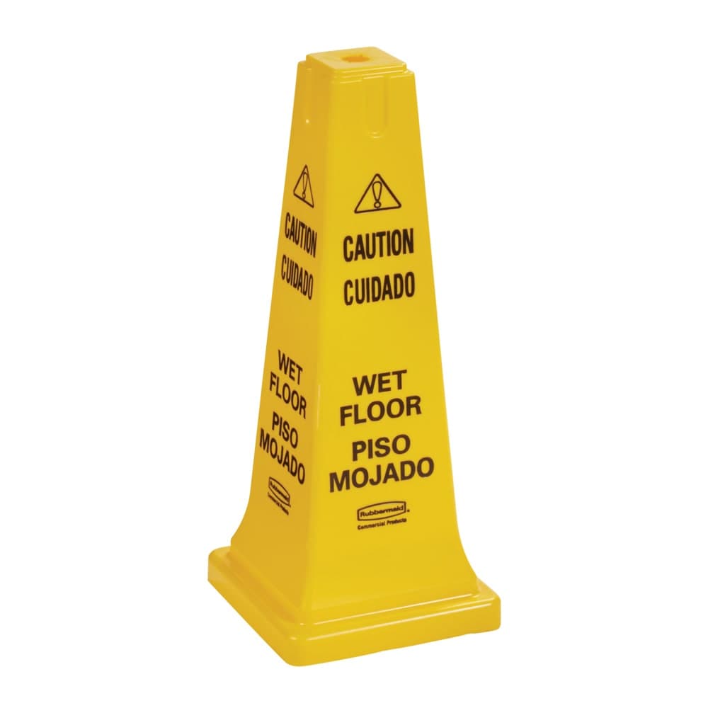 Rubbermaid FG627777YEL Safety Cone - "Caution, Wet Floor" Multi-Lingual, Yellow