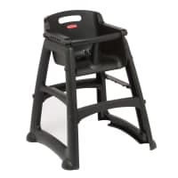Rubbermaid FG780508BLA 29 3/4" Stackable Plastic High Chair w/ Waist Strap & Casters, Black thumbnail 6