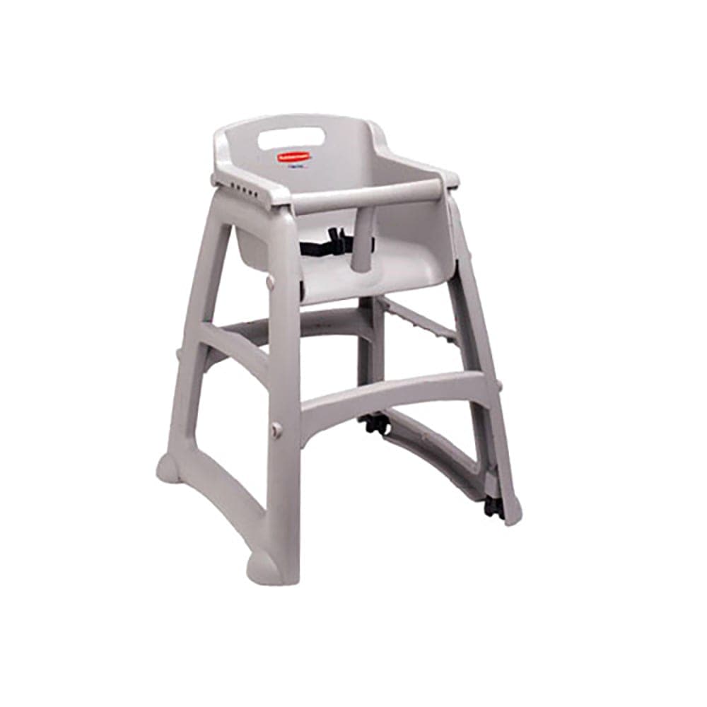 Rubbermaid FG780608PLAT 29 3/4" Stackable Plastic High Chair w/ Waist Strap, Platinum