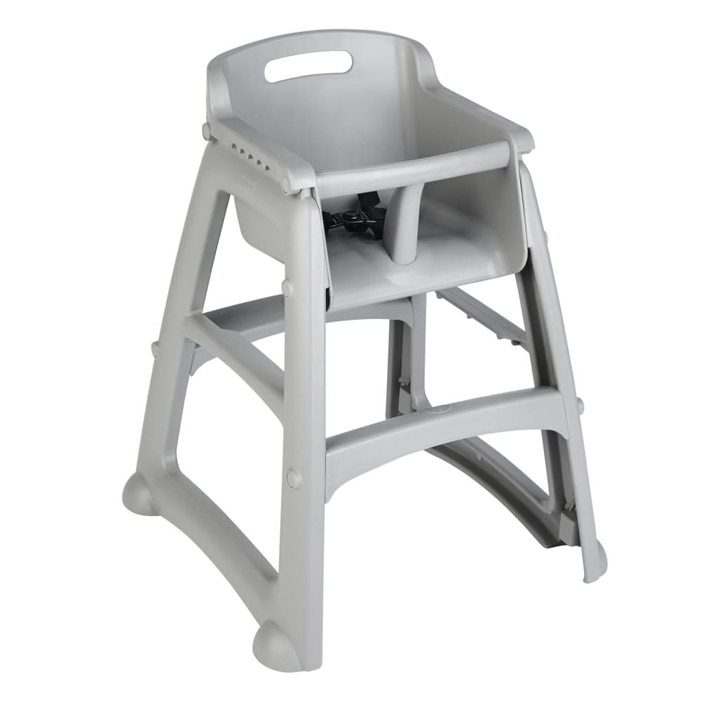 Rubbermaid FG781408PLAT 29 3/4" Stackable Plastic High Chair w/ Waist Strap, Platinum