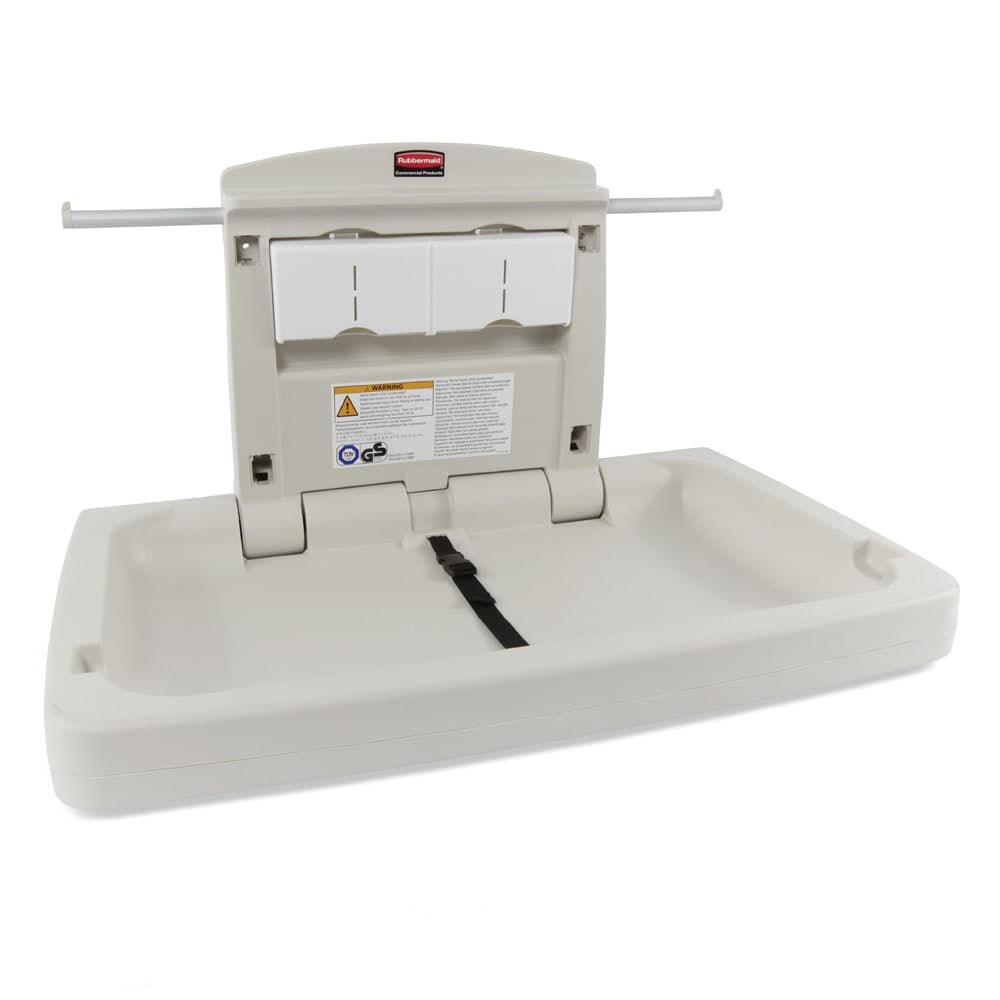 Rubbermaid FG781888LPLAT Horizontal Wall-Mounted Changing Station - Plastic, Platinum