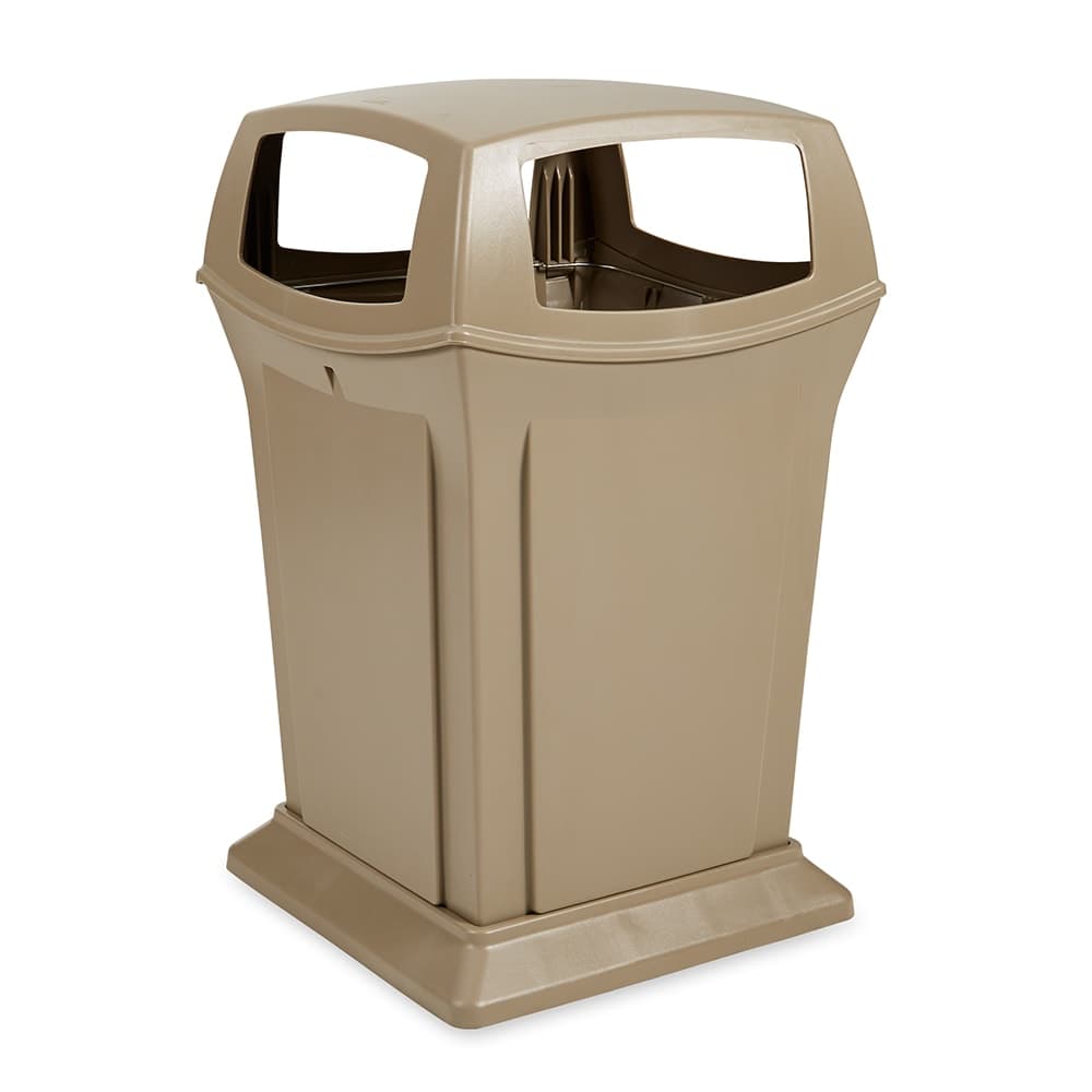 Rubbermaid FG917388BEIG 45 gal Outdoor Decorative Trash Can - Plastic, Beige