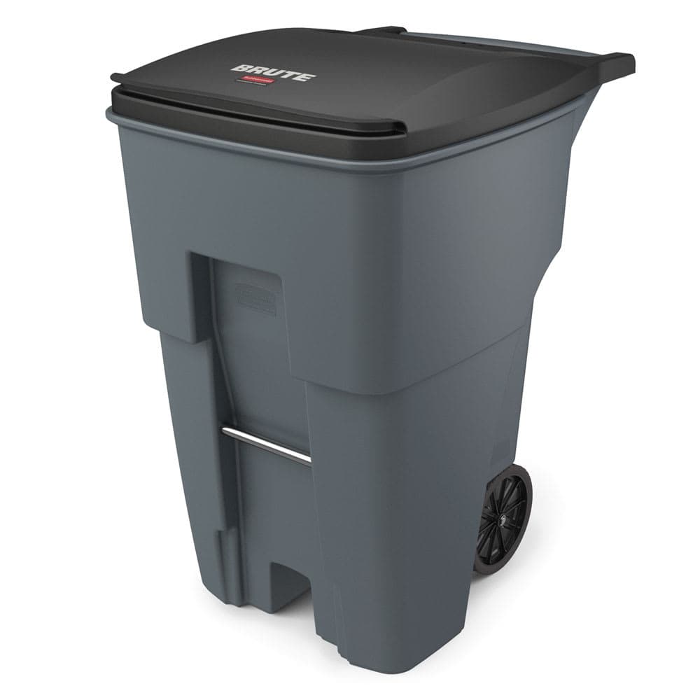 Rubbermaid FG9W2200GRAY 95 gal Utility Wheeled Trash Can - 45 3/5 H x 27 3/10 W x 35 2/5" L, Gray