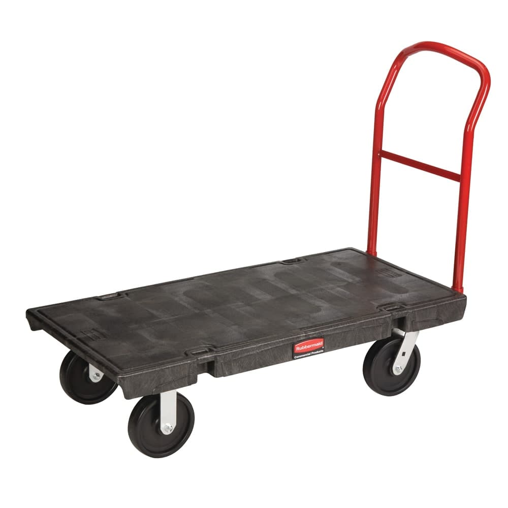 Rubbermaid FG444100BLA 2000 lb Platform Truck w/ Tie Downs, 48"L x 24"W