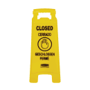 Rubbermaid FG611278 YEL Multi-Lingual Floor Closed Sign - 2 Sided, Yellow thumbnail 2
