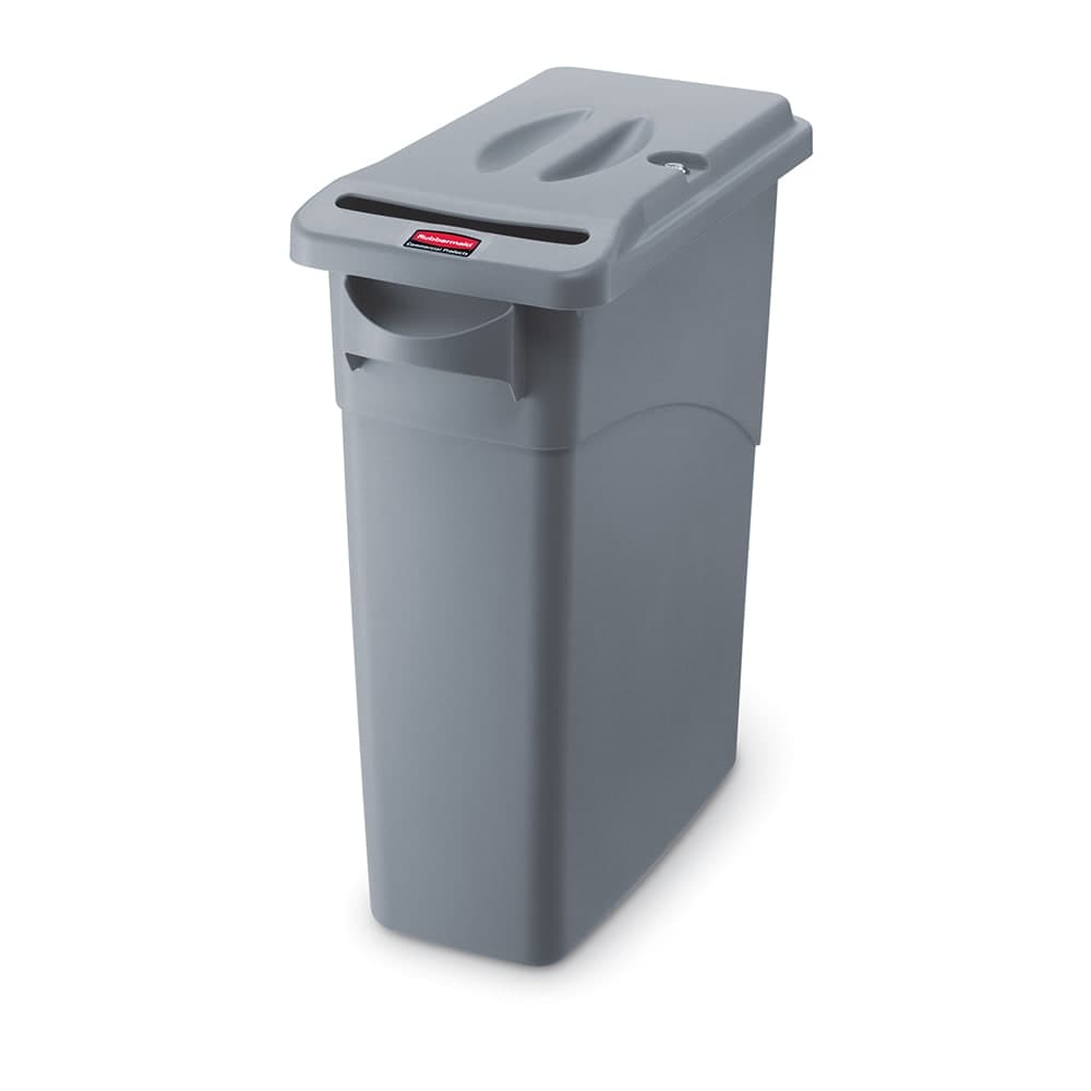 Rubbermaid FG9W2500LGRAY 15 7/8 gal Rectangle Slim Trash Can, 23 1/10" L x 11"W x 24 9/10"H, Gray