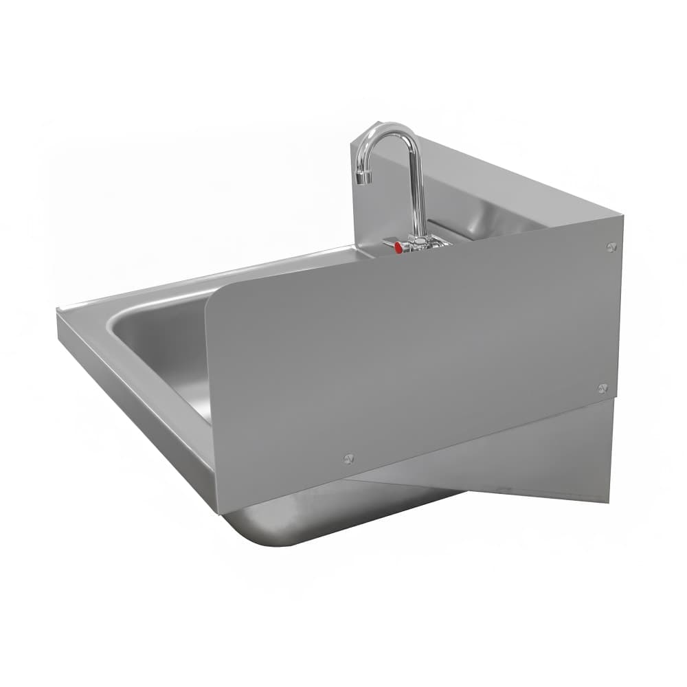 Advance Tabco 7-PS-27E 7 3/4" Tall Bolted Side Splash for Hand Sinks - 14" x 16" Bowls