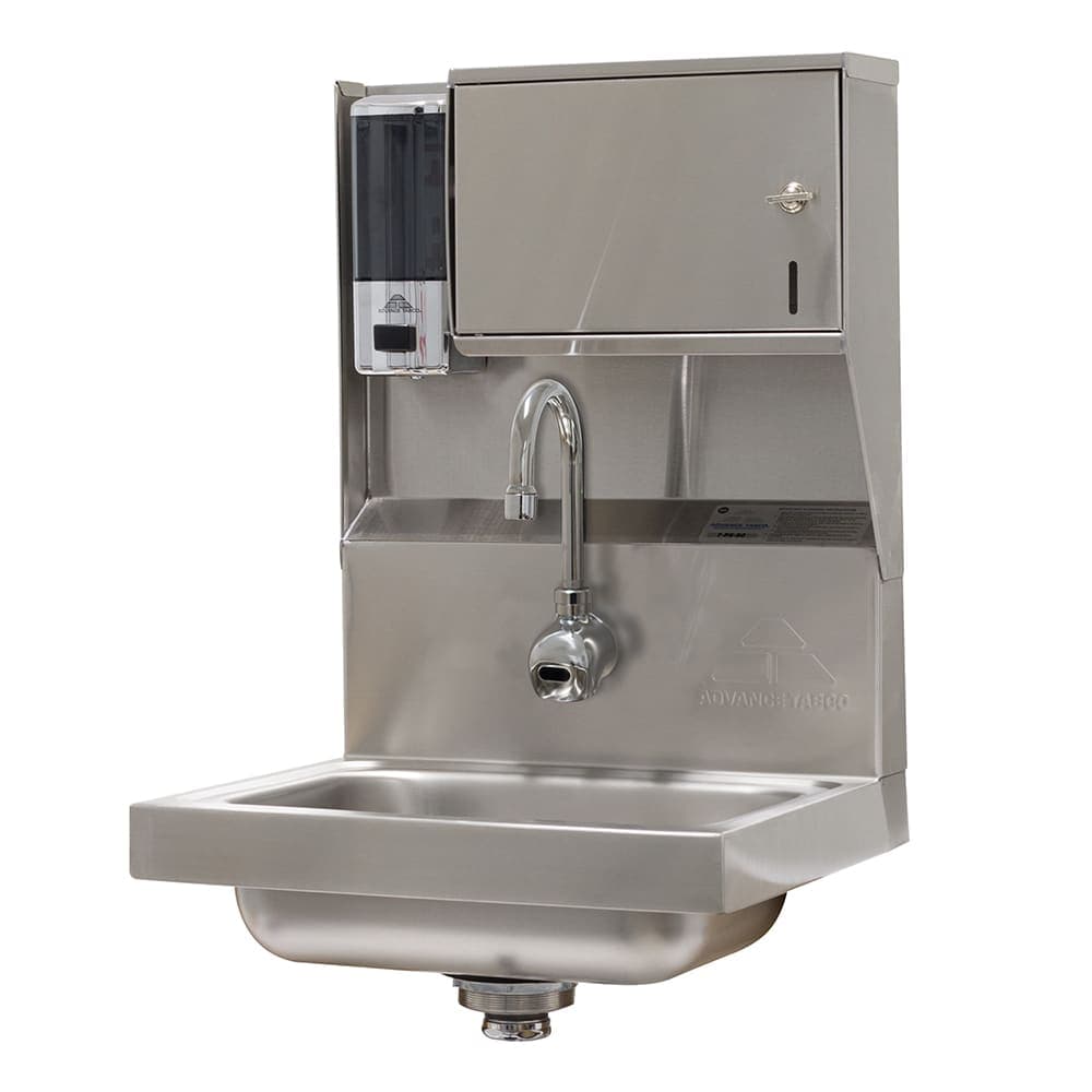Advance Tabco 7-PS-52-1X Wall Mount Touchless Hand Sink w/ 14"L x 10"W x 5"D Bowl, Soap & Towel Dispenser