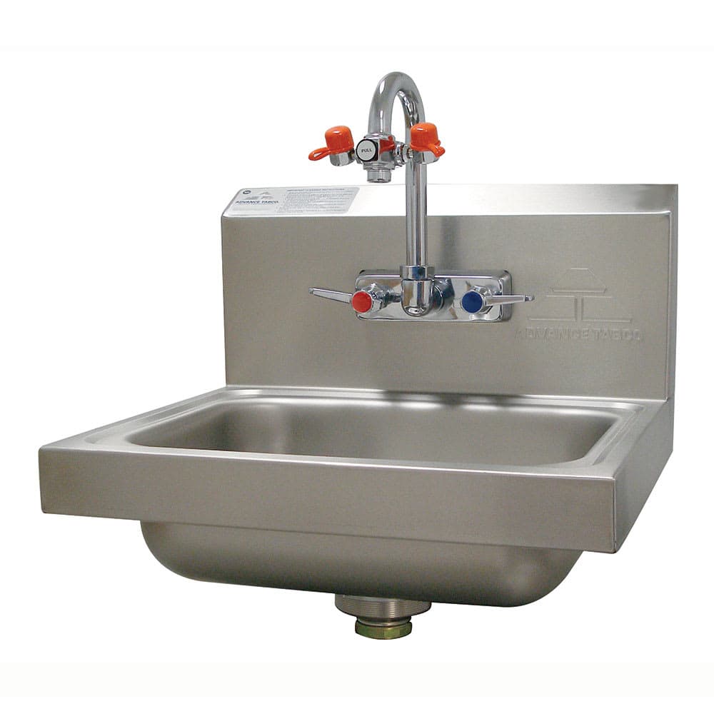 Advance Tabco 7-PS-55 Wall Mount Commercial Hand Sink w/ 14"L x 10"W x 5"D Bowl, Gooseneck Faucet