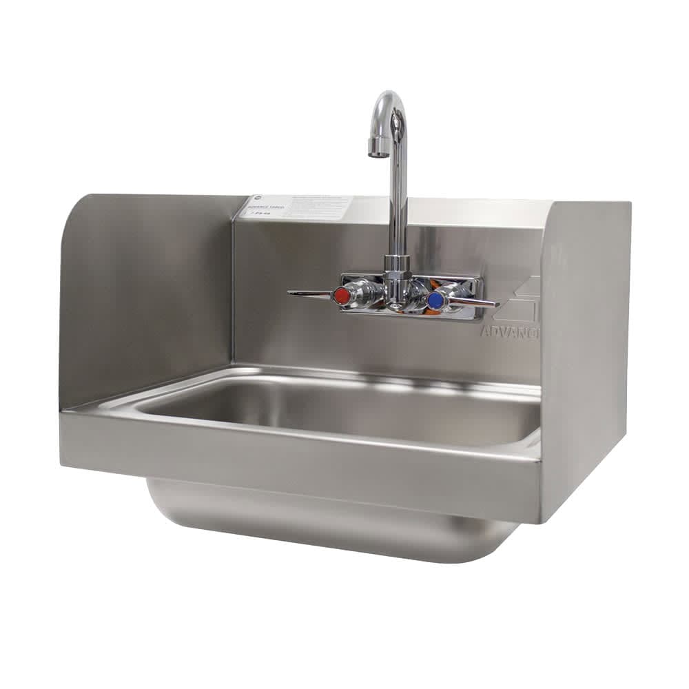 Advance Tabco 7-PS-66 Wall Mount Commercial Hand Sink w/ 14"L x 10"W x 5"D Bowl, Side Splashes