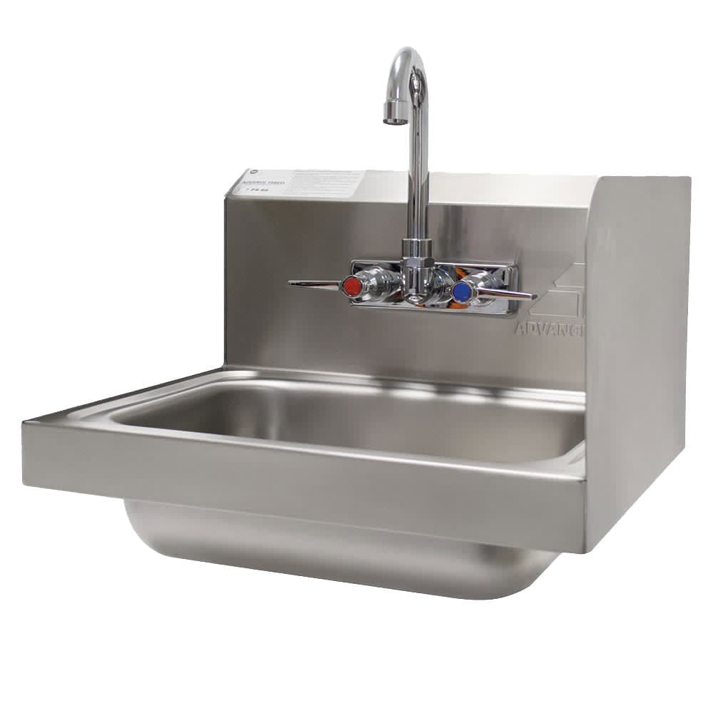 Advance Tabco 7-PS-66R Wall Mount Commercial Hand Sink w/ 14"L x 10"W x 5"D Bowl, Side Splashes