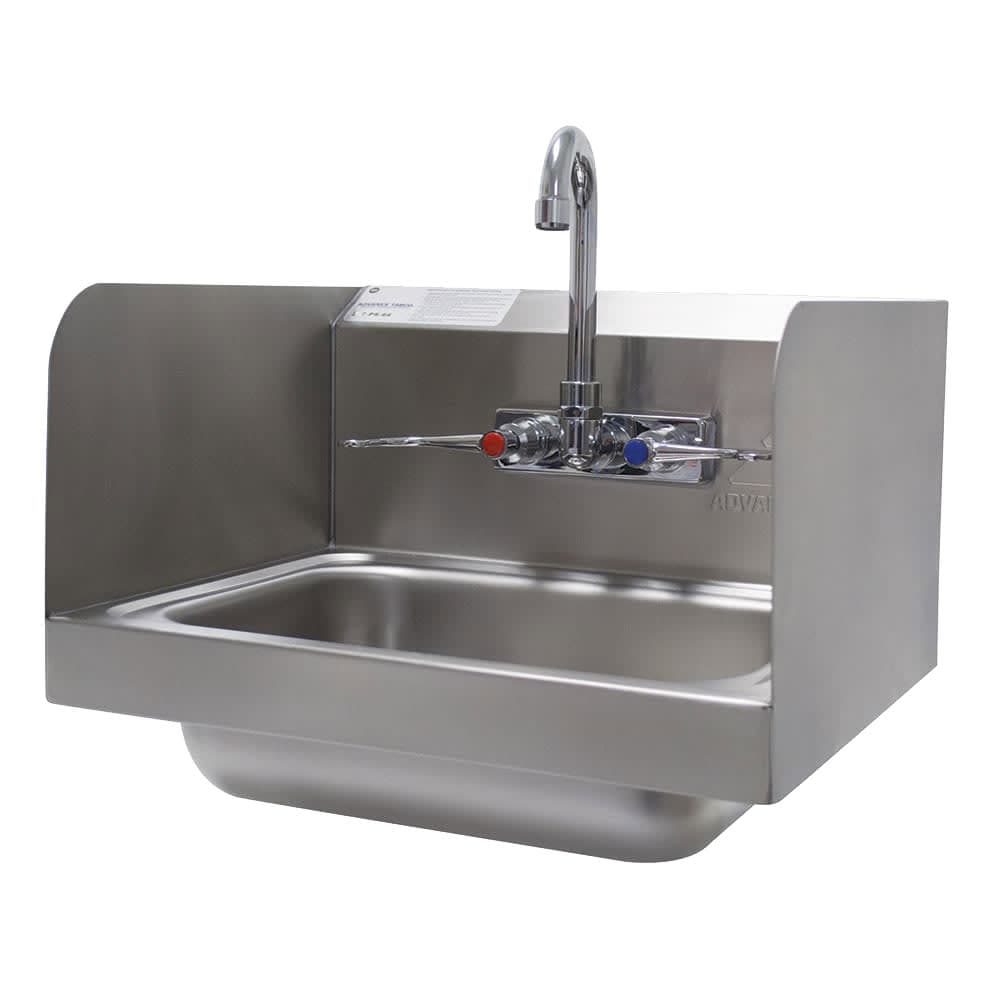 Advance Tabco 7-PS-66W Wall Mount Commercial Hand Sink w/ 14"L x 10"W x 5"D Bowl, Side Splashes