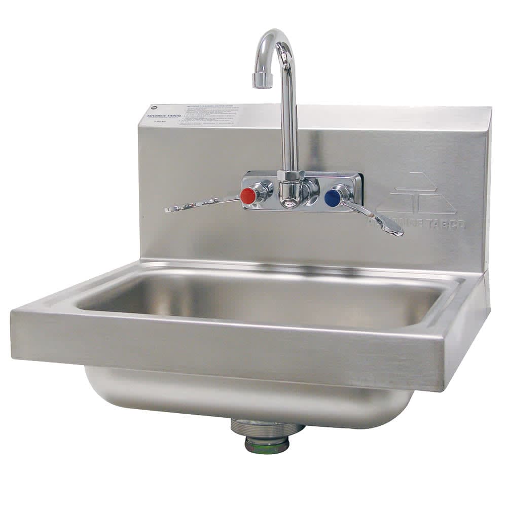 Advance Tabco 7-PS-68 Wall Mount Commercial Hand Sink w/ 14"L x 10"W x 5"D Bowl, Wrist Handles