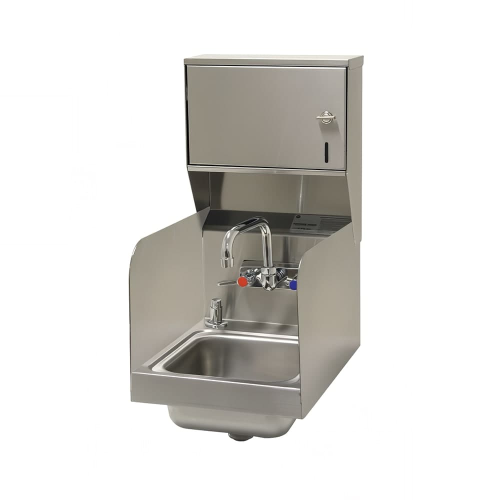 Advance Tabco 7-PS-73 Wall Mount Hand Sink w/ 9"L x 9"W x 5"D Bowl, Towel & Soap Dispenser