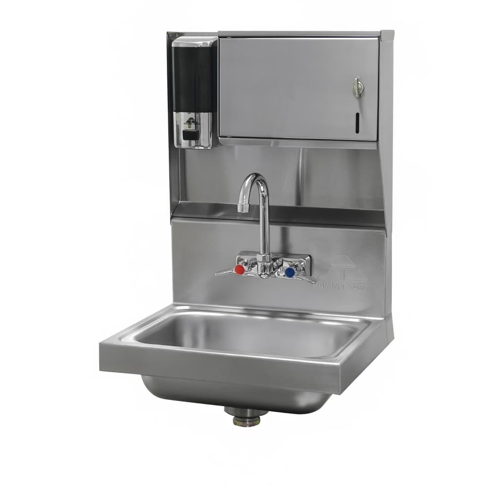 Advance Tabco 7-PS-79-1X Wall Mount Commercial Hand Sink w/ 14"L x 10"W x 5"D Bowl, Towel & Soap Dispenser